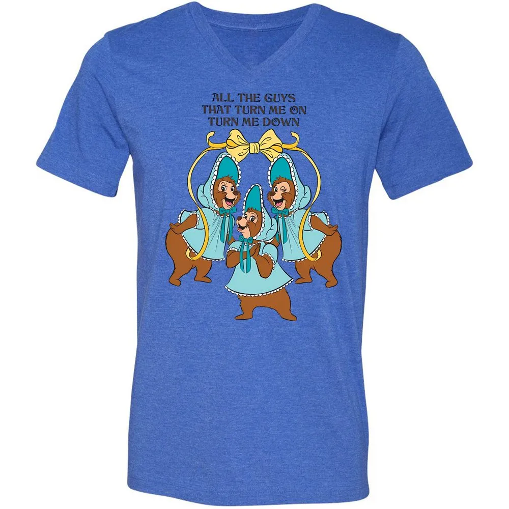 Unisex V-Neck T-Shirt - 7X4QUY5R - Heather True Royal - 14