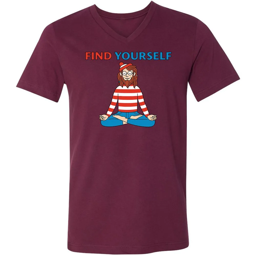 Unisex V-Neck T-Shirt - KCHR5MSW - Maroon - 6