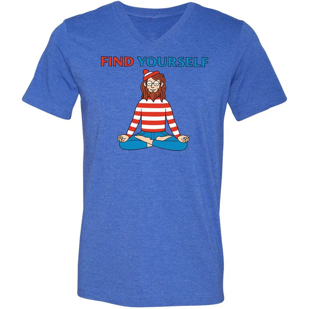 Unisex V-Neck T-Shirt - KCHR5MSW - Heather True Royal - 14