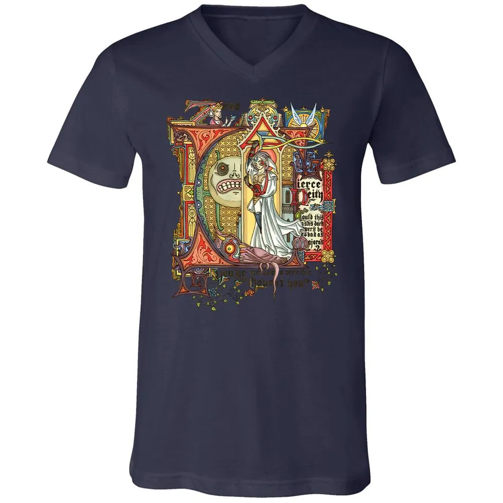 Unisex V-Neck T-Shirt - RXGYKFC4 - Navy - 9