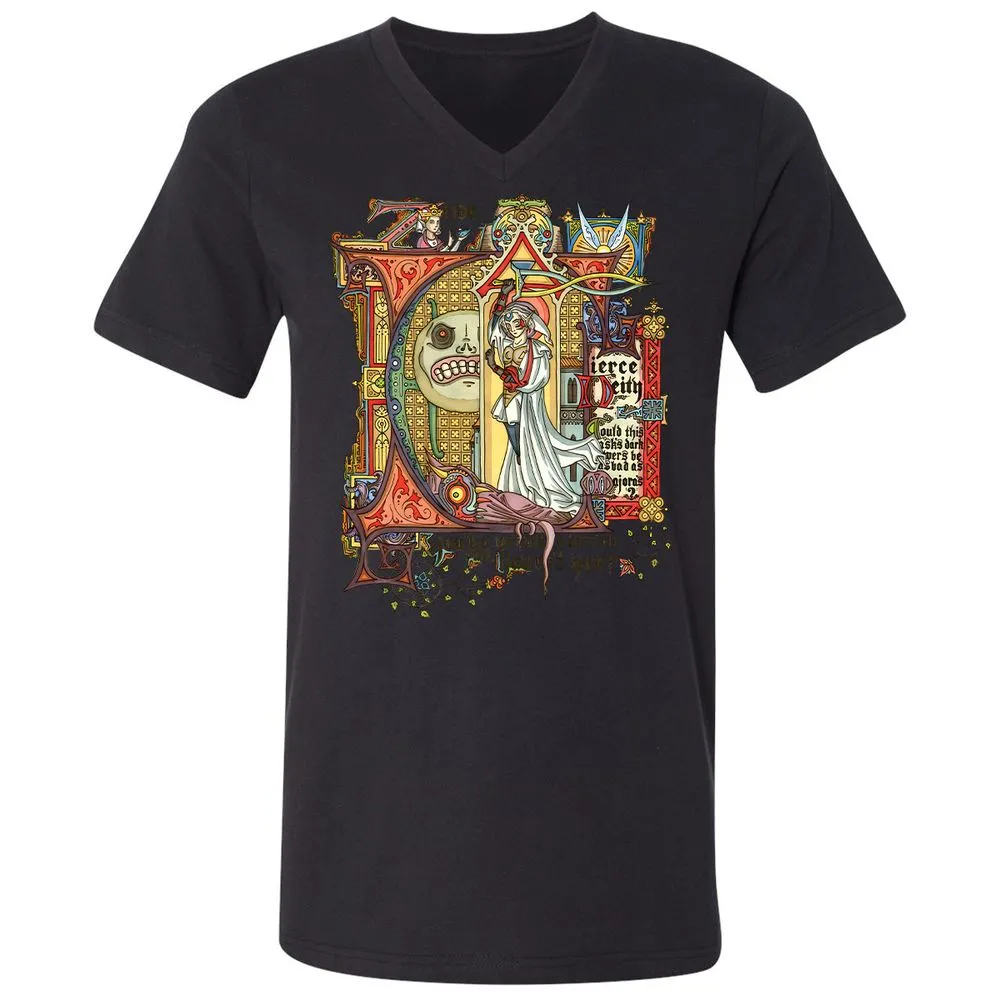 Unisex V-Neck T-Shirt - RXGYKFC4 - Black - 16