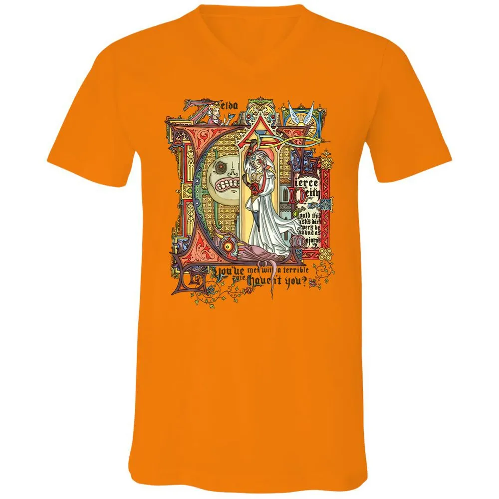 Unisex V-Neck T-Shirt - RXGYKFC4 - Orange - 11