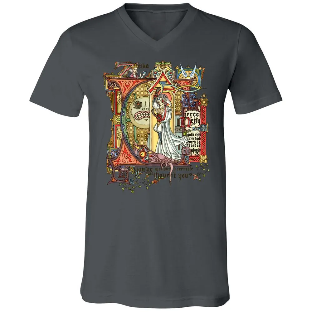 Unisex V-Neck T-Shirt - RXGYKFC4 - Asphalt - 12