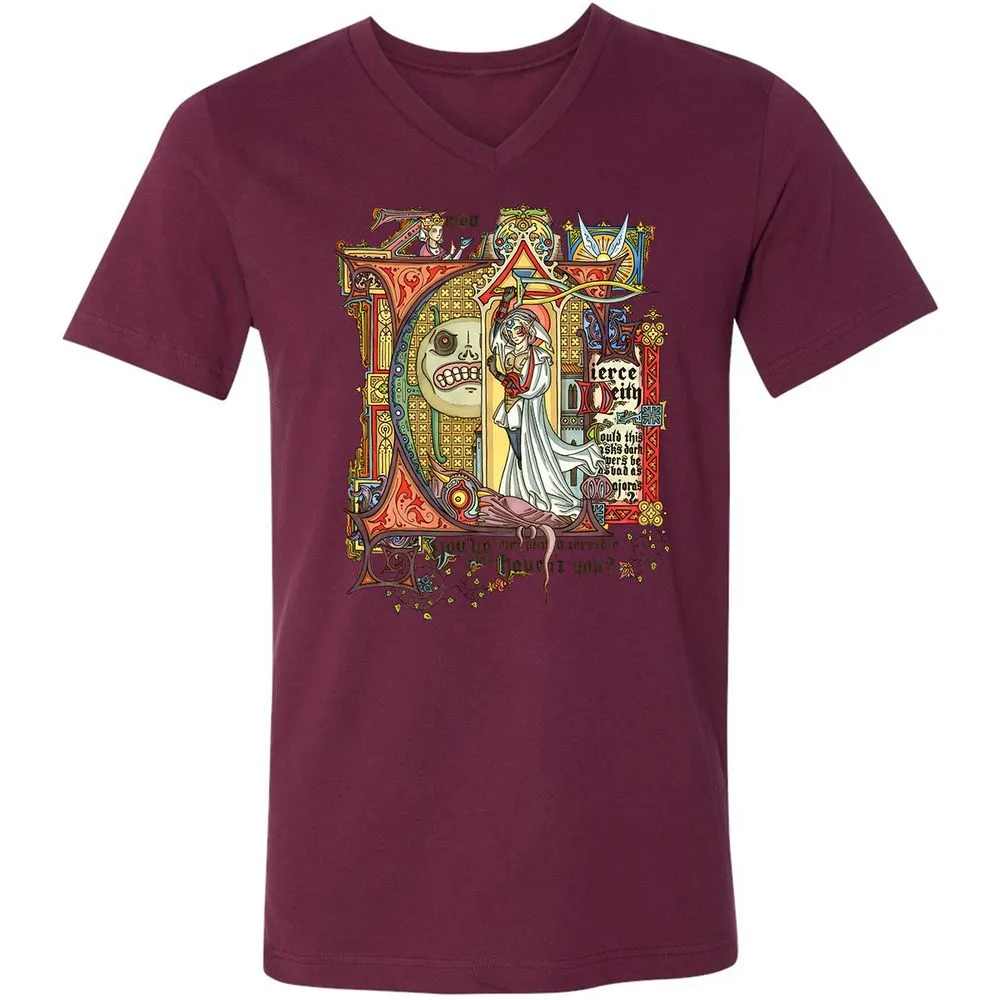 Unisex V-Neck T-Shirt - RXGYKFC4 - Maroon - 6