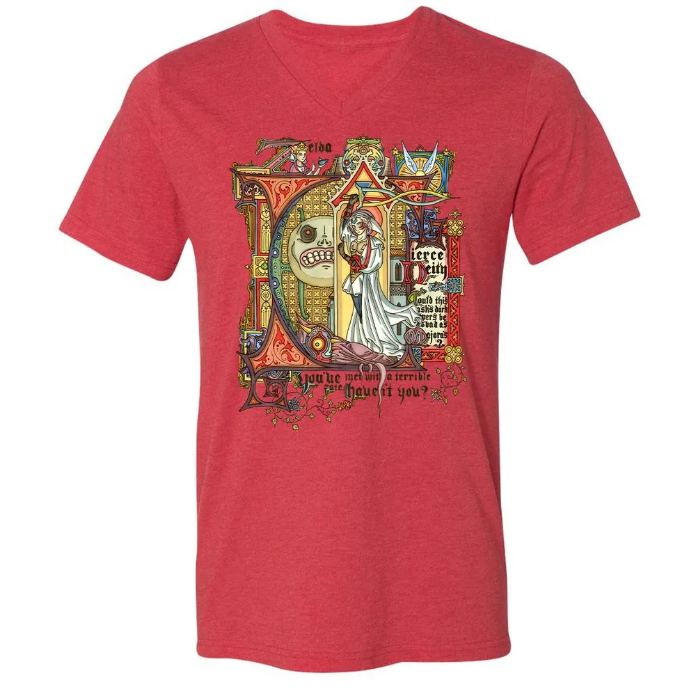 Unisex V-Neck T-Shirt - RXGYKFC4 - Heather Red - 5