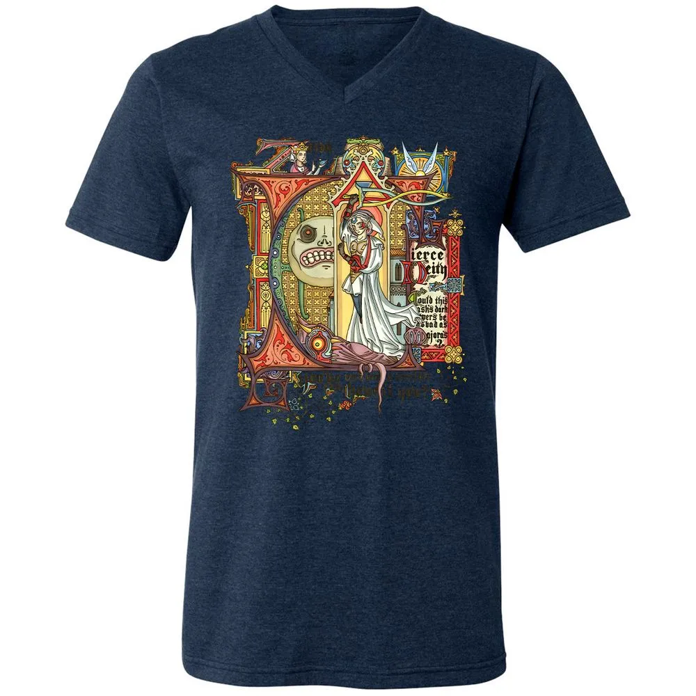 Unisex V-Neck T-Shirt - RXGYKFC4 - Heather Navy - 15