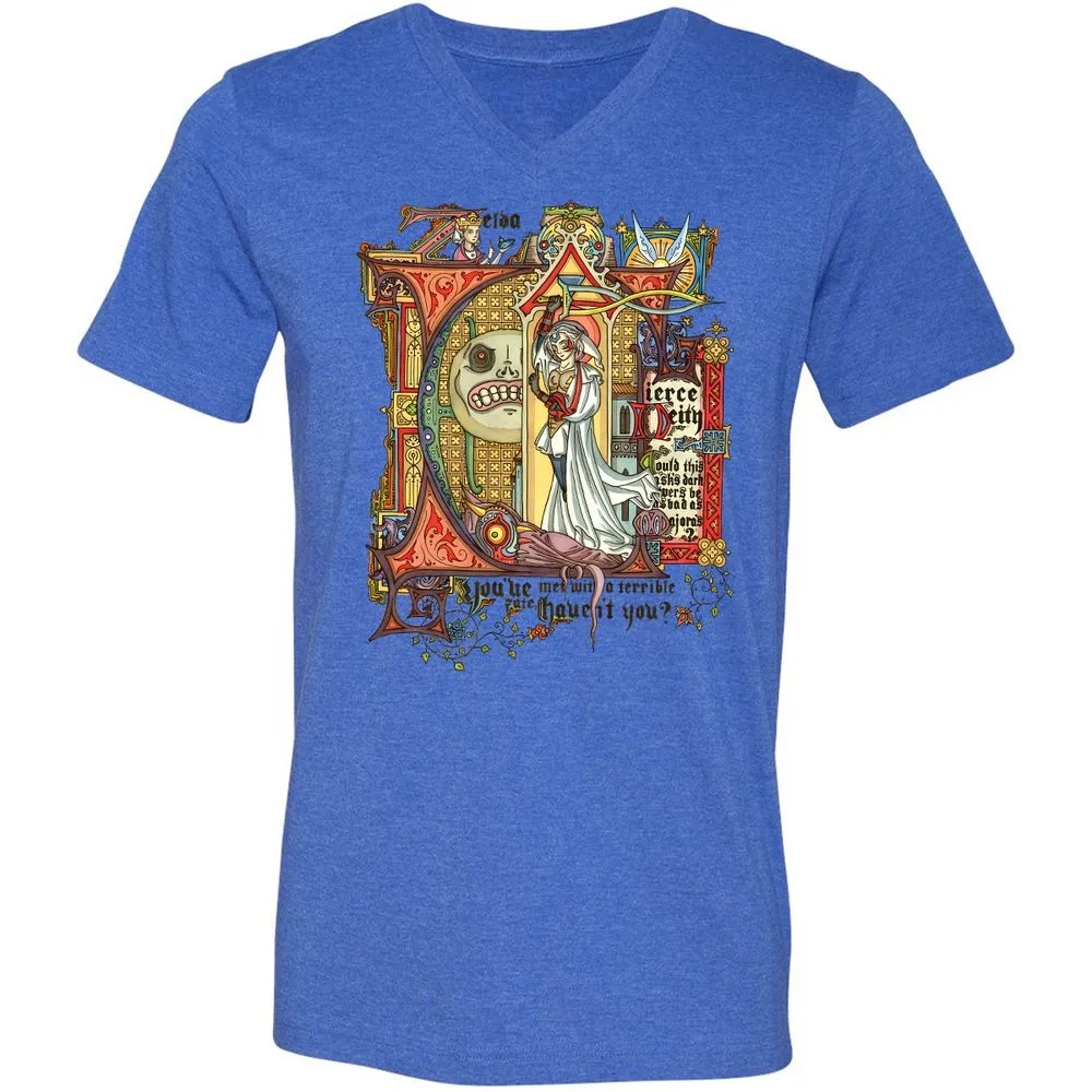 Unisex V-Neck T-Shirt - RXGYKFC4 - Heather True Royal - 14