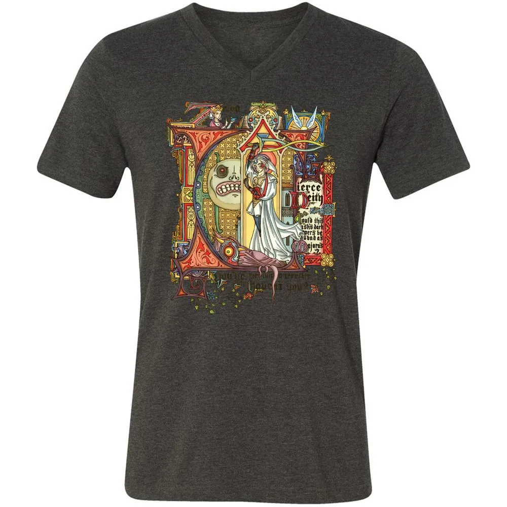 Unisex V-Neck T-Shirt - RXGYKFC4 - Dark Grey Heather - 8