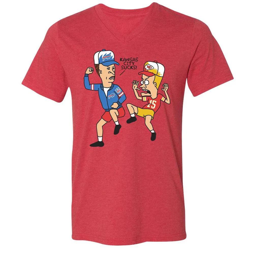 Unisex V-Neck T-Shirt - 852LTBDQ - Heather Red - 5