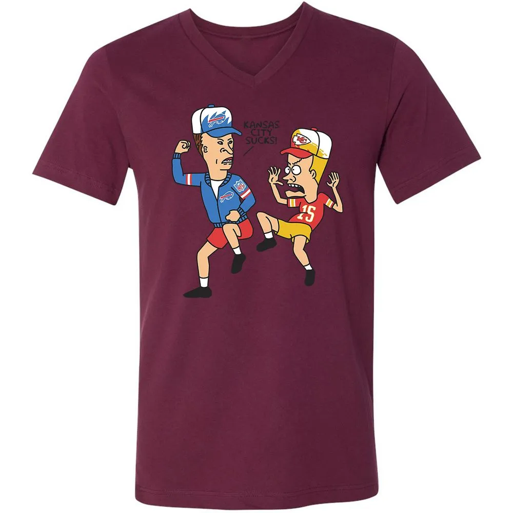 Unisex V-Neck T-Shirt - 852LTBDQ - Maroon - 6