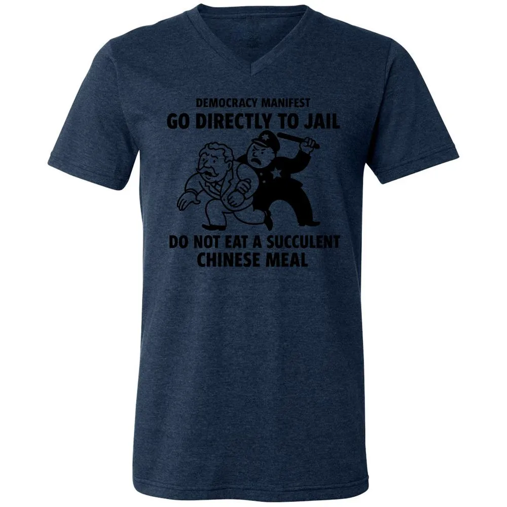 Unisex V-Neck T-Shirt - T5Y4XNMA - Heather Navy - 15