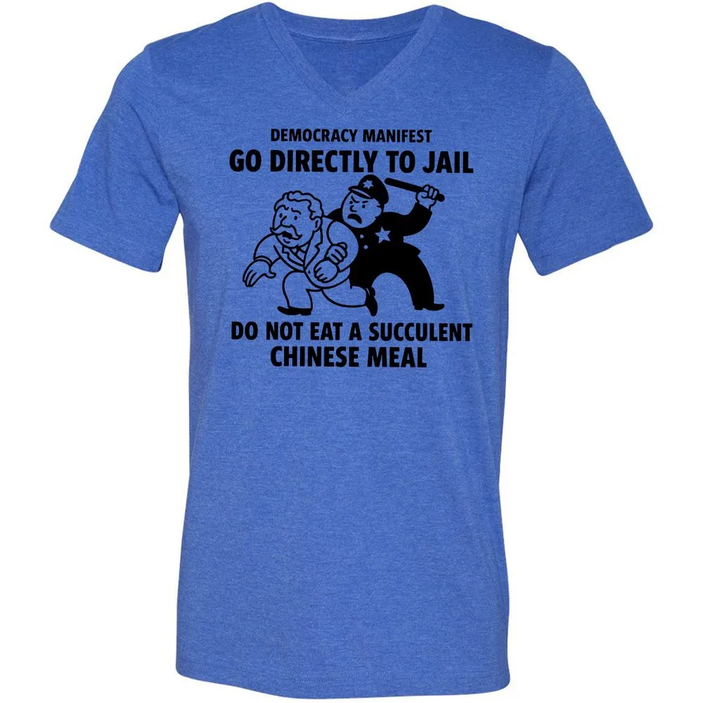 Unisex V-Neck T-Shirt - T5Y4XNMA - Heather True Royal - 14