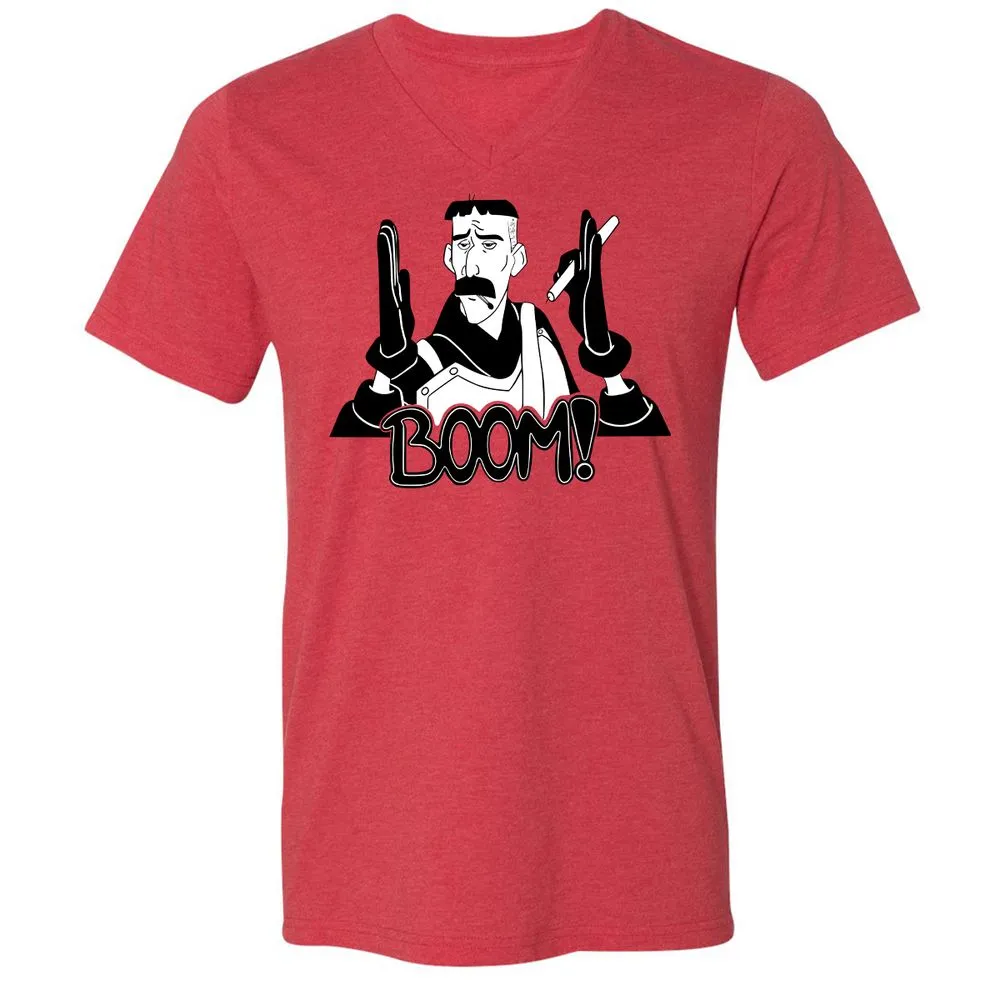 Unisex V-Neck T-Shirt - TDJVCCUF - Heather Red - 5