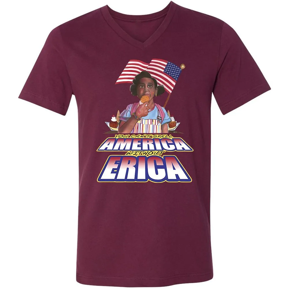Unisex V-Neck T-Shirt - 3B864LQM - Maroon - 6