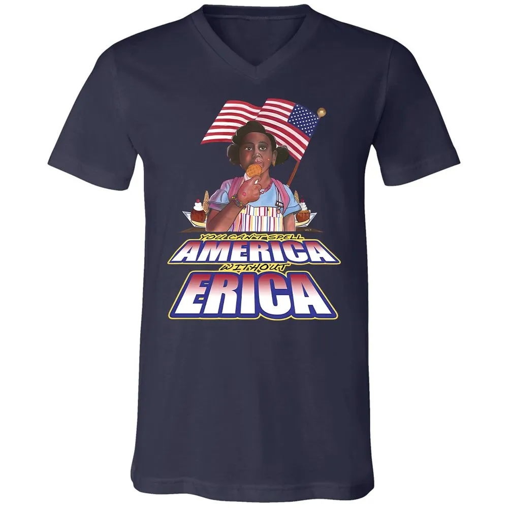 Unisex V-Neck T-Shirt - 3B864LQM - Navy - 9