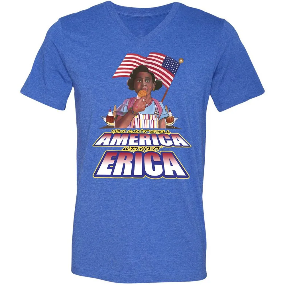 Unisex V-Neck T-Shirt - 3B864LQM - Heather True Royal - 14