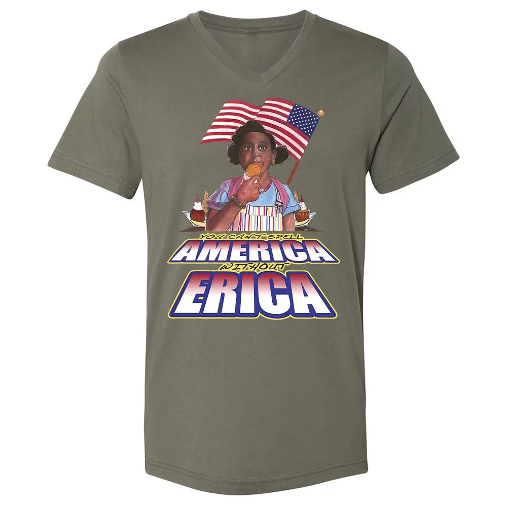 Unisex V-Neck T-Shirt - 3B864LQM - Military Green - 10