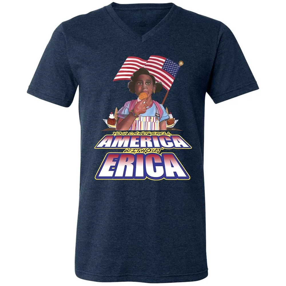 Unisex V-Neck T-Shirt - 3B864LQM - Heather Navy - 15