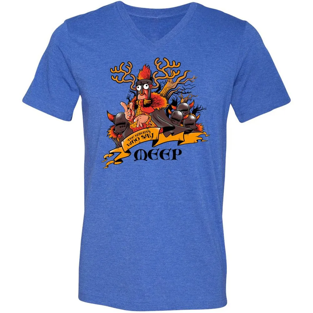 Unisex V-Neck T-Shirt - 7JBZLAWQ - Heather True Royal - 14