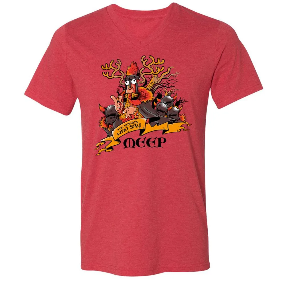 Unisex V-Neck T-Shirt - 7JBZLAWQ - Heather Red - 5