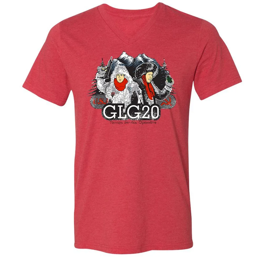 Unisex V-Neck T-Shirt - EQZB5MKD - Heather Red - 5