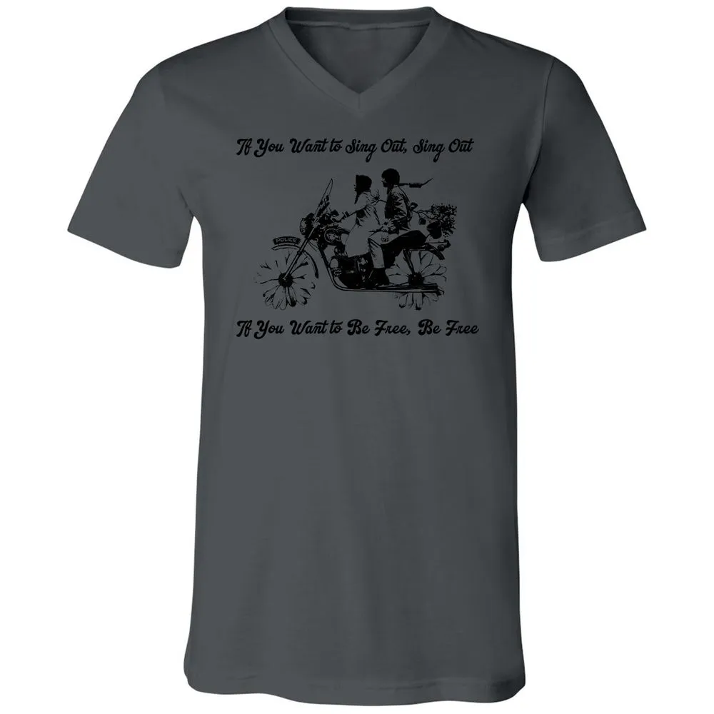 Unisex V-Neck T-Shirt - KY3AED8C - Asphalt - 12
