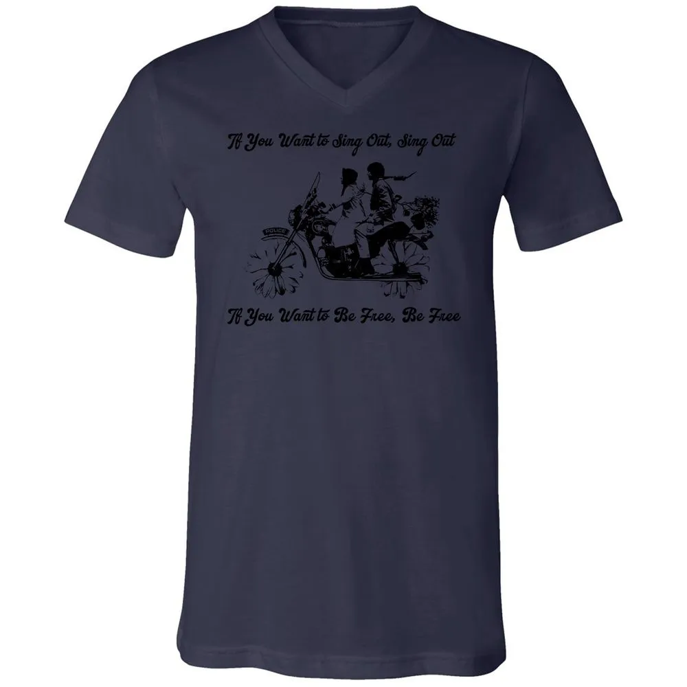 Unisex V-Neck T-Shirt - KY3AED8C - Navy - 9