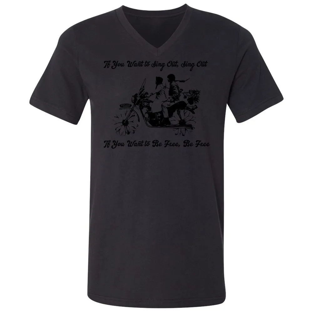 Unisex V-Neck T-Shirt - KY3AED8C - Black - 16