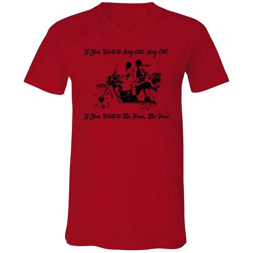 Unisex V-Neck T-Shirt - KY3AED8C - Red - 3