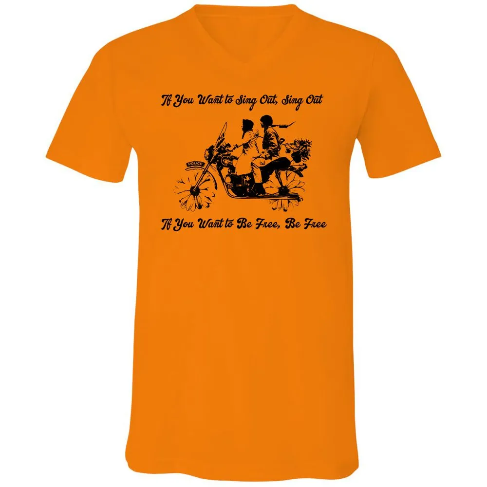 Unisex V-Neck T-Shirt - KY3AED8C - Orange - 11