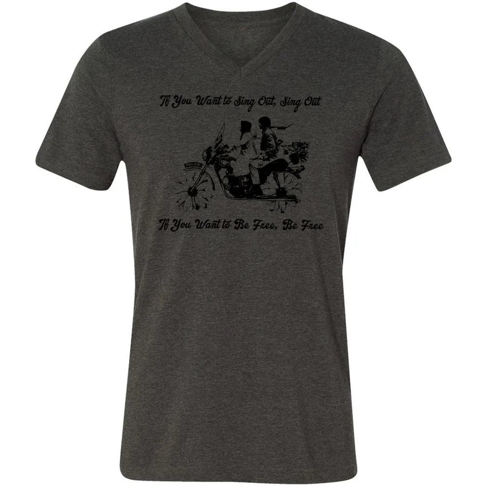 Unisex V-Neck T-Shirt - KY3AED8C - Dark Grey Heather - 8