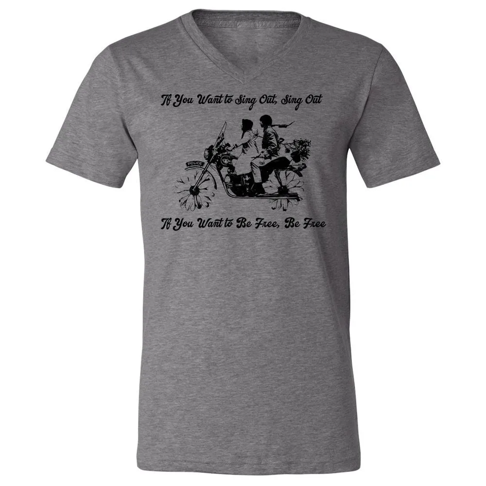Unisex V-Neck T-Shirt - KY3AED8C - Deep Heather - 13