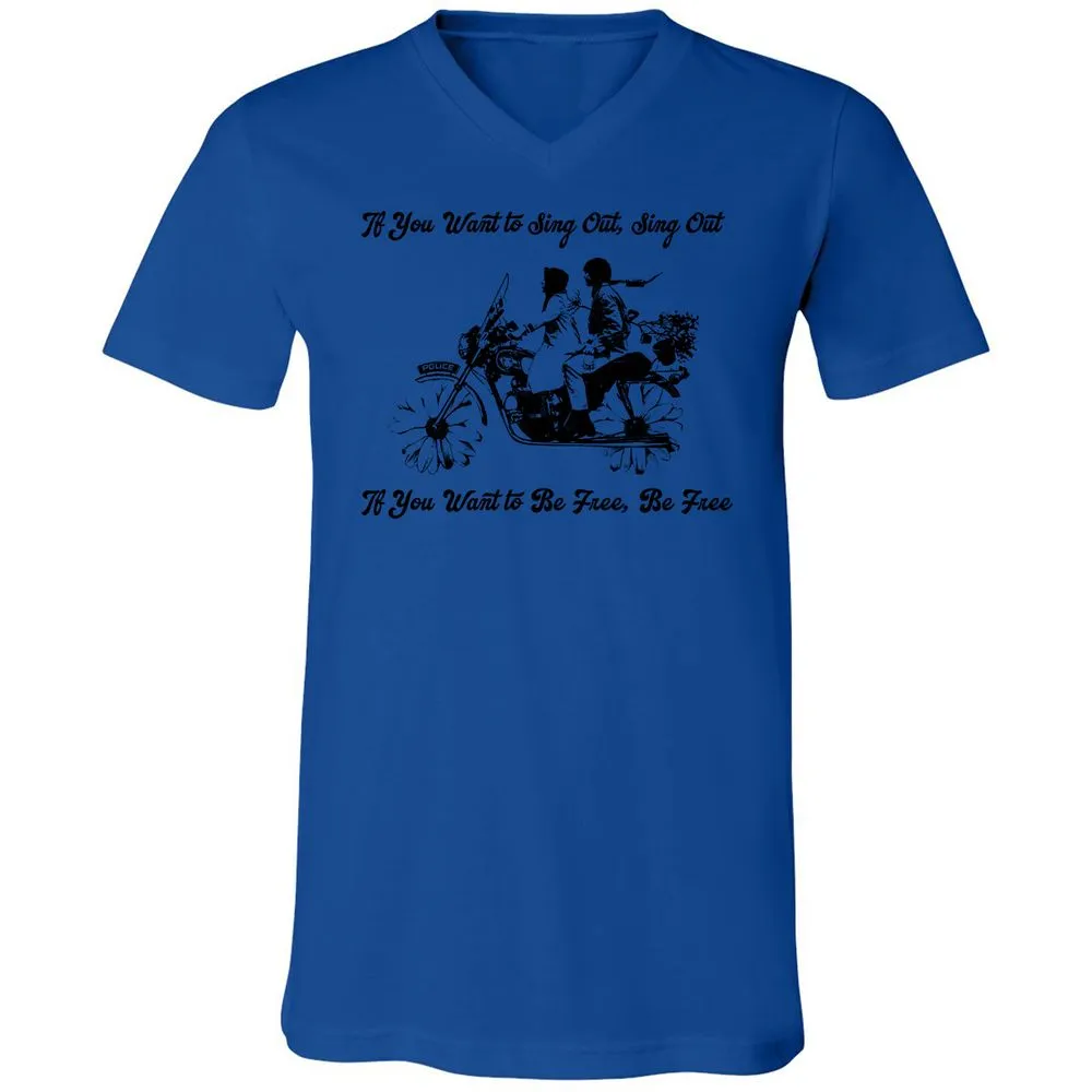 Unisex V-Neck T-Shirt - KY3AED8C - True Royal - 4
