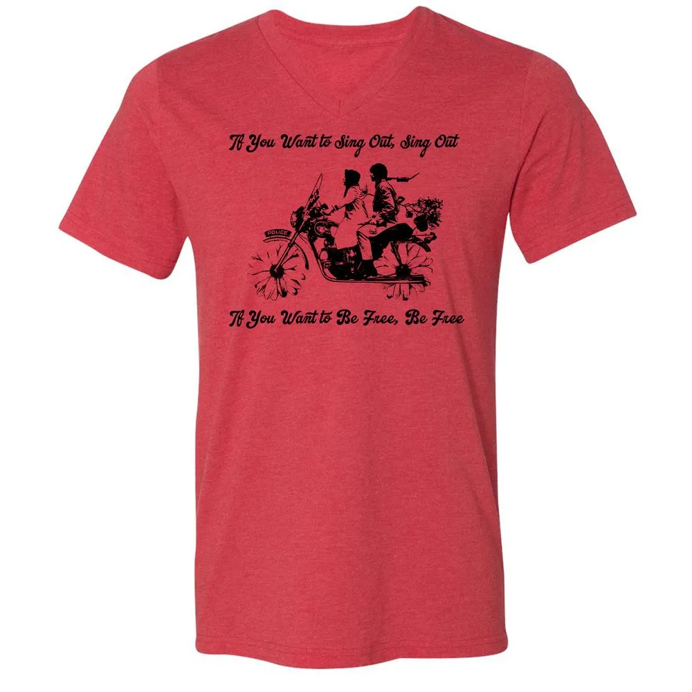 Unisex V-Neck T-Shirt - KY3AED8C - Heather Red - 5