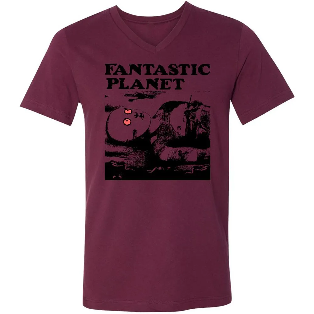 Unisex V-Neck T-Shirt - YMRHKNYJ - Maroon - 6