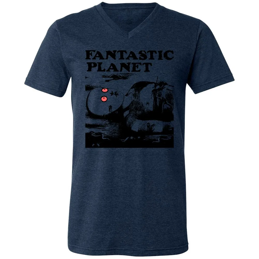 Unisex V-Neck T-Shirt - YMRHKNYJ - Heather Navy - 15