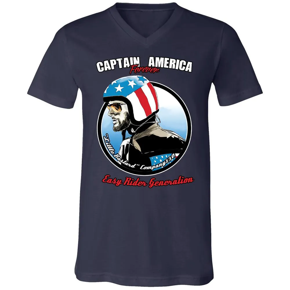 Unisex V-Neck T-Shirt - YNQJ91TR - Navy - 9