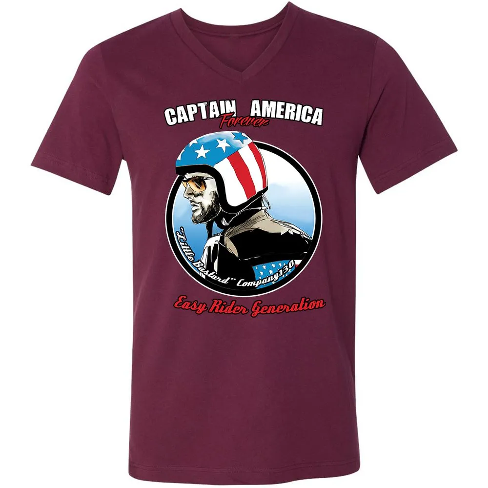 Unisex V-Neck T-Shirt - YNQJ91TR - Maroon - 6