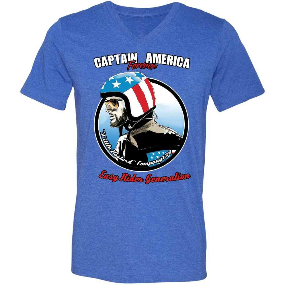 Unisex V-Neck T-Shirt - YNQJ91TR - Heather True Royal - 14