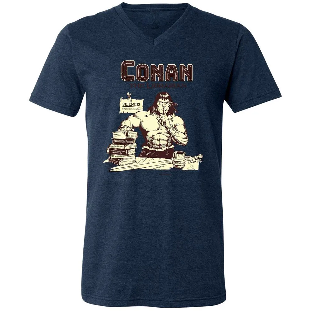 Unisex V-Neck T-Shirt - 9K4YDG1P - Heather Navy - 15