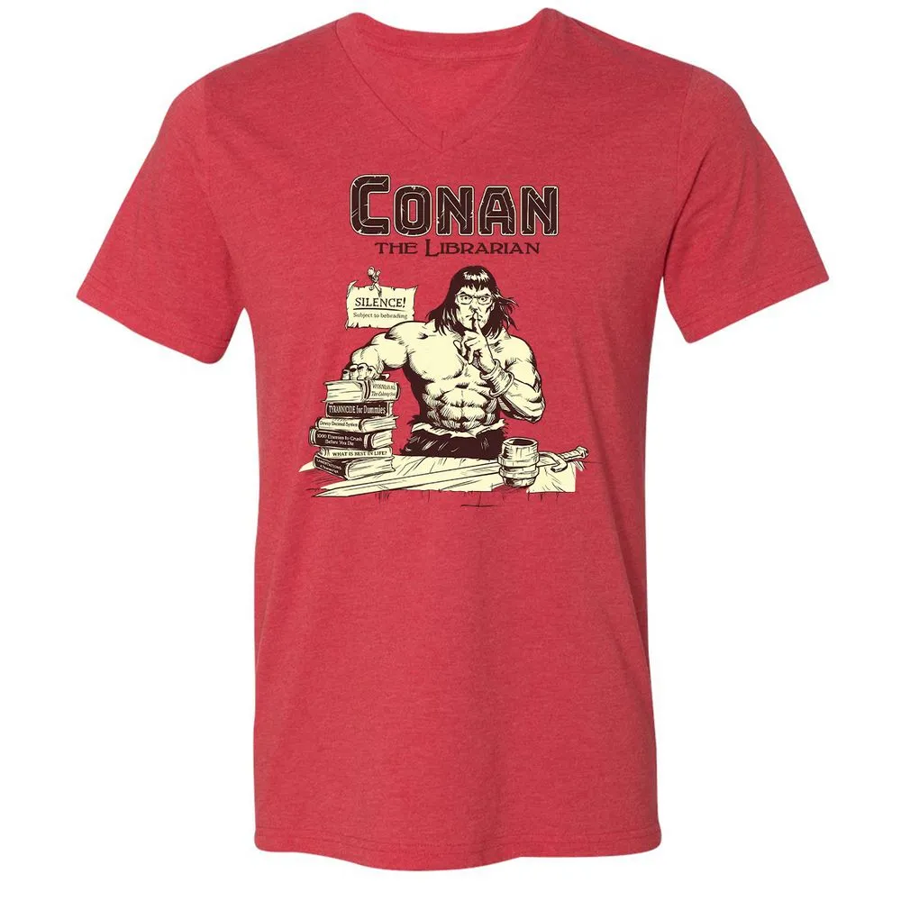 Unisex V-Neck T-Shirt - 9K4YDG1P - Heather Red - 5