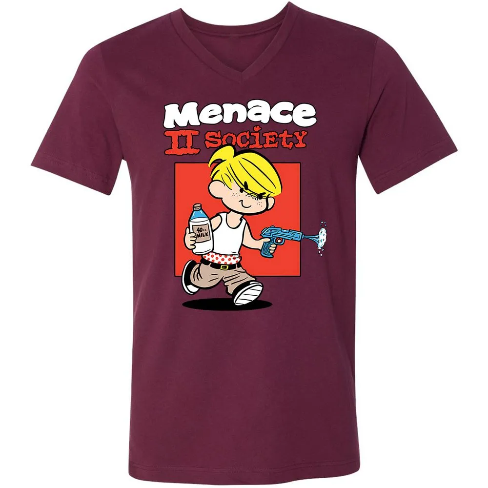 Unisex V-Neck T-Shirt - 5RGNQAMY - Maroon - 6