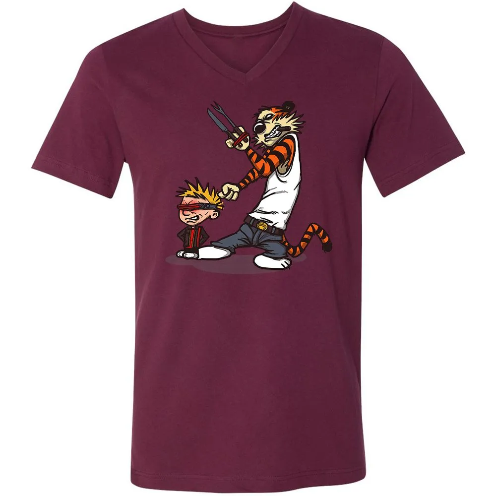 Unisex V-Neck T-Shirt - RN1JW1YU - Maroon - 6