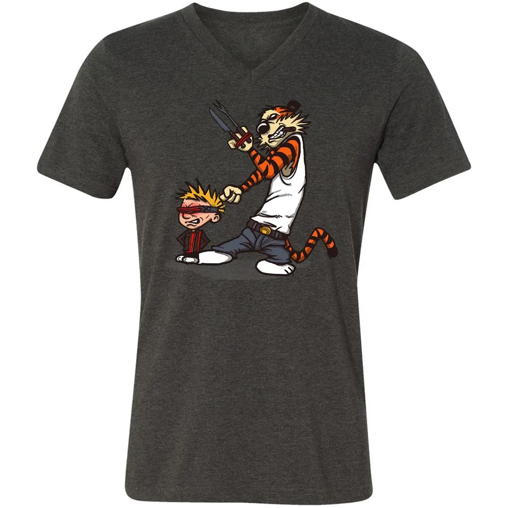Unisex V-Neck T-Shirt - RN1JW1YU - Dark Grey Heather - 8