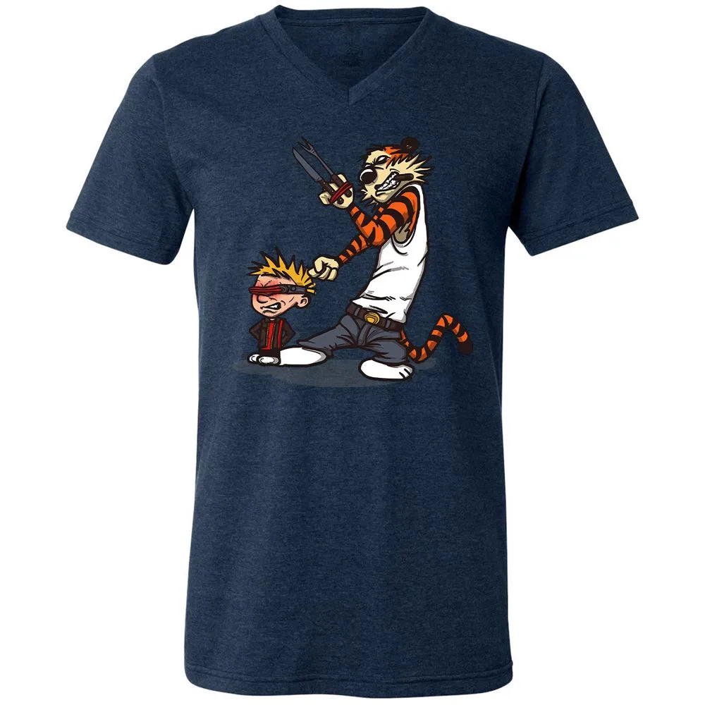Unisex V-Neck T-Shirt - RN1JW1YU - Heather Navy - 15
