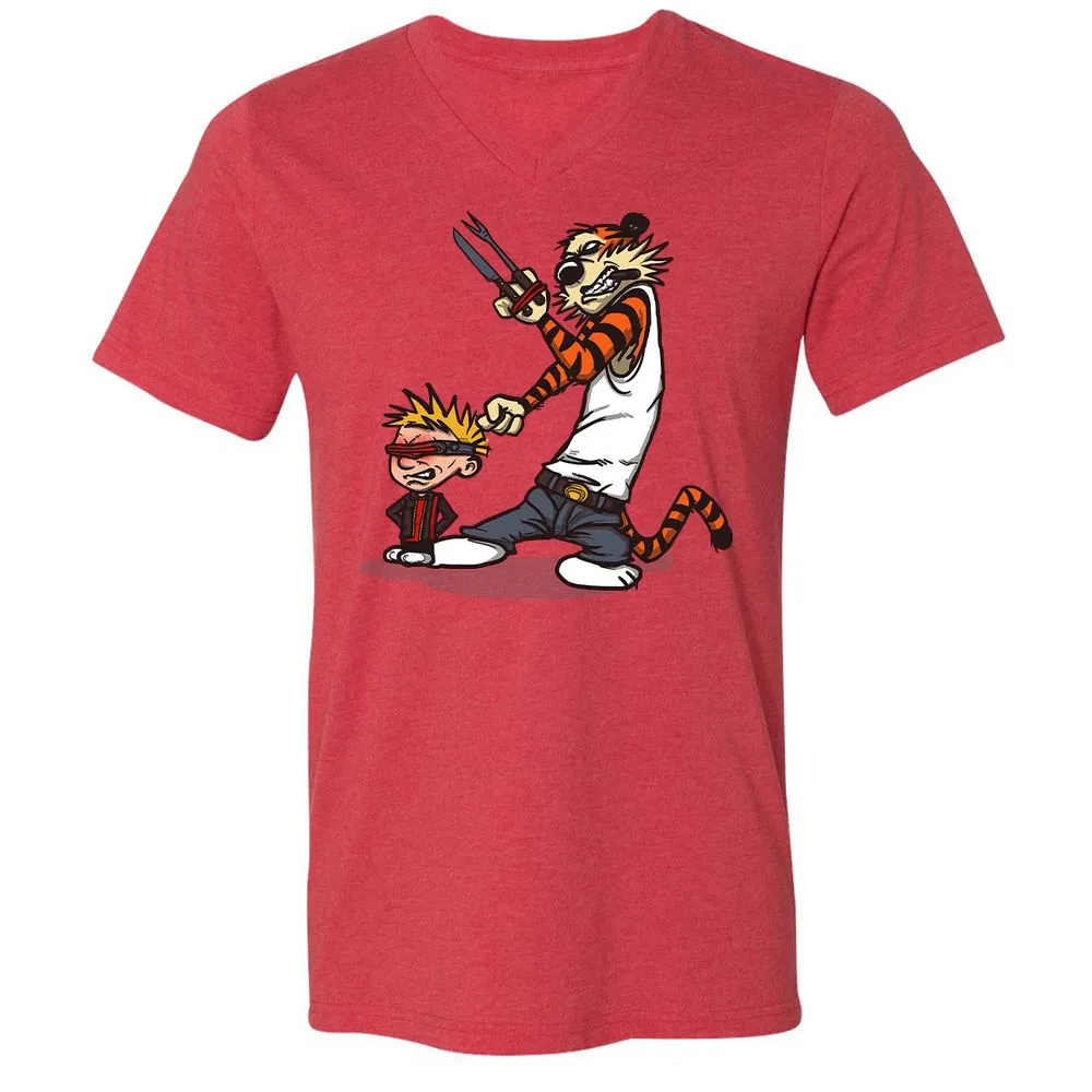 Unisex V-Neck T-Shirt - RN1JW1YU - Heather Red - 5