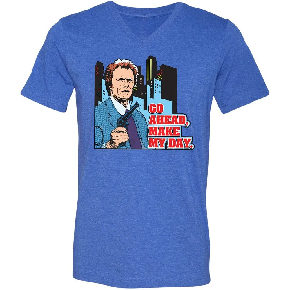 Unisex V-Neck T-Shirt - 8HYCGDWJ - Heather True Royal - 14