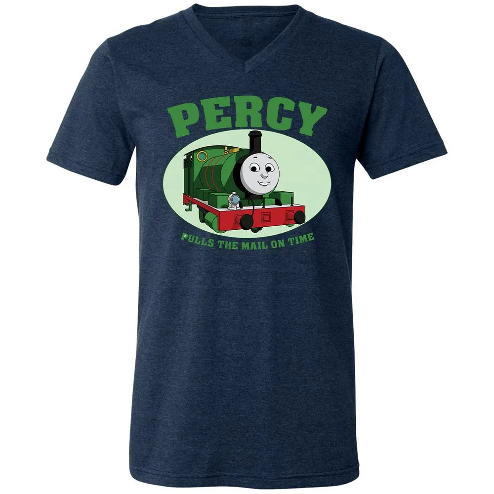 Unisex V-Neck T-Shirt - W9Q8D4HG - Heather Navy - 15