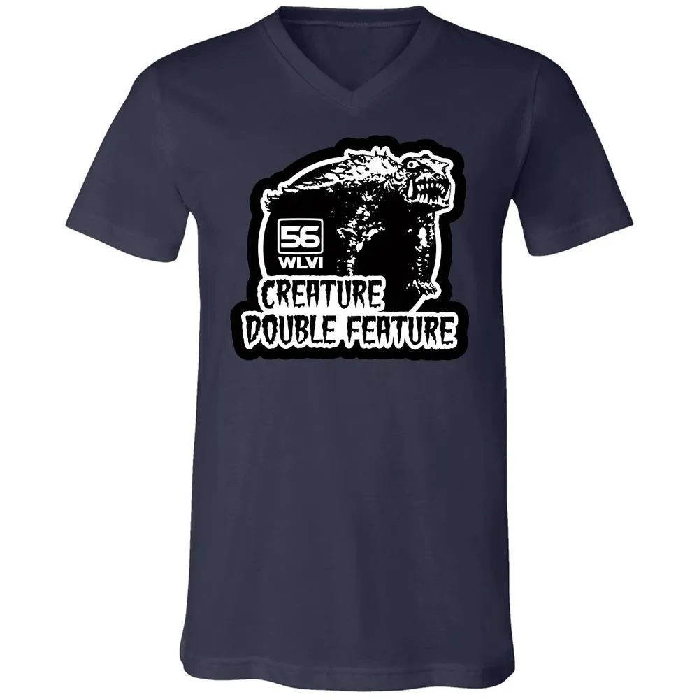 Unisex V-Neck T-Shirt - XCKNQ73Q - Navy - 9
