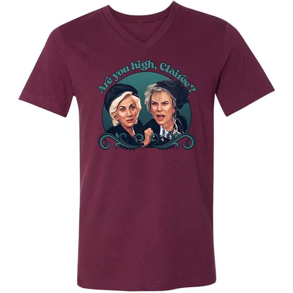 Unisex V-Neck T-Shirt - Q7DRMYXD - Maroon - 6